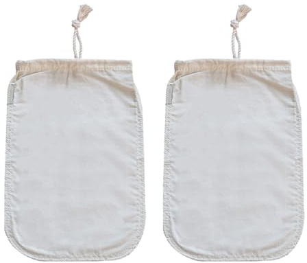 ZSUIQIN 2 Pièces Etamine Alimentaire, Sac avec Cordon Sac en Mousseline de Serrage, Sac en Mousseline de Coton, Tissu à Fromage Biologique, pour Filtrer Jus, Thé, Fromage, Café (22 * 29m)