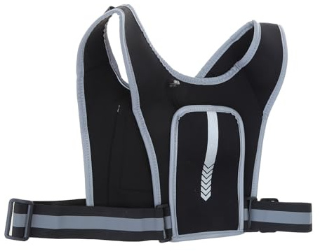 HUAJINGKEJI Poche poitrine légère pour jogging avec ceinture de sport réfléchissante réglable, poche pour bouteille d'eau, gilet de course à pied, support de téléphone, gilet de course à pied
