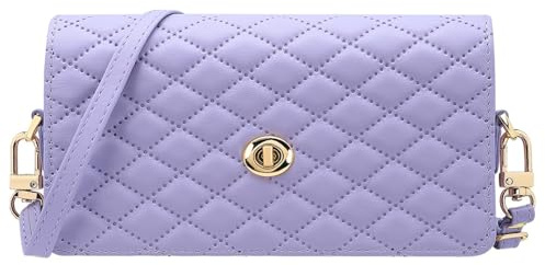 Mini Funda De Teléfono Cruzada para Samsung Galaxy Z Fold Series, Diseño Acolchado con Hardware Dorado, Correa Ajustable, Elegante Y Práctico Monedero Diario (Morado)