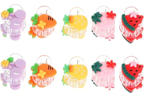 Healeved Lot de 20 Mini Pinces à Cheveux en Résine pour Fille, Assortiment Coloré Fruité, Accessoires Coiffure Bébé Fille, Barrette Bébé, Clips pour Cheveux Fins et Épais, Usage Quotidien