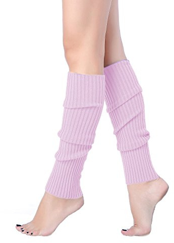 v28 Women Juniors 80s Eighty's Ribbed Leg Warmers for Party Sports (lightpurple)