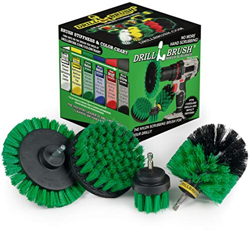 Drillbrush Green – Drill Power Kitchen Scrub Brush Kit – Oven Cleaning Drillbrush Attachment – Drill Scrubber Attachment for Dishes – Stove Cleaning Brush for Drill