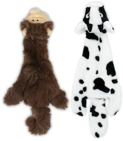 Best Pet Supplies - Giocattolo per cani 2 in 1, con tessuto morbido e resistente, per animali domestici di taglia piccola, media e grande, senza imbottitura, per giochi al chiuso, mucca, scimmia