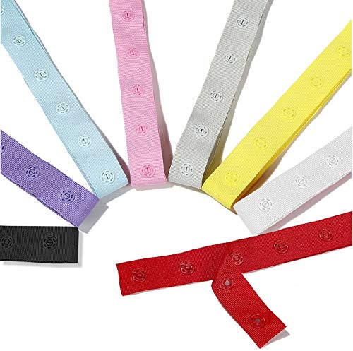 Snap Popper Tape Ribbon,Press Stud Fasten. 2.5cms Spacing Distance Fastening Trim.8 Colours Pastel and Brights;Black or White. Apparel,Duvet,Curtains Neotrims UK. White, 2 Yards