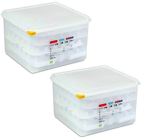 Lot de 2 boîtes de transport pour œufs - Dimensions : 354 x 325 x 200 mm - Récipient gastronorm GN 2/3 - Plastique polypropylène (PP)