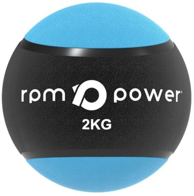 RPM Power Medicine Balls - Rubber Medicine Wall Ball with Non-Slip Grip for Slamming, Throwing, Bouncing, Weighlifting, Crosstraining, Plyometrics (2kg, Blue)