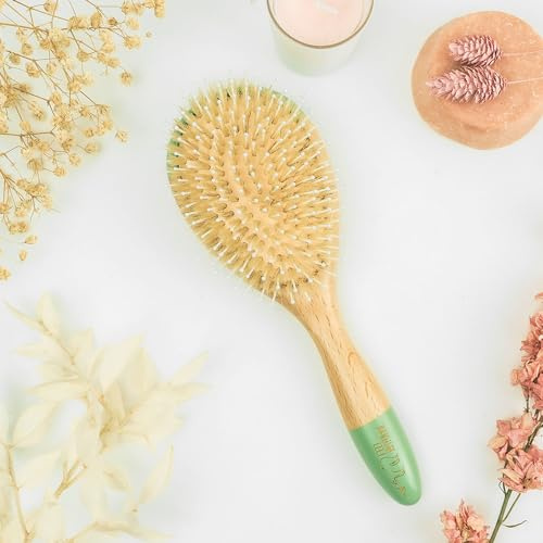 Feel Natural - Spazzola per capelli districante in bambù naturale - Manico ergonomico - Forma classica - Idea regalo per donna