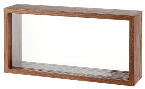 OLYCRAFT Caja de Sombra Rectangular de Madera de 25,9 x 12,6 x 6 cm, Marco de Caja de Sombra con Ventana acrílica Transparente de Doble Cara para Flores secas y Hojas, Color marrón Nogal