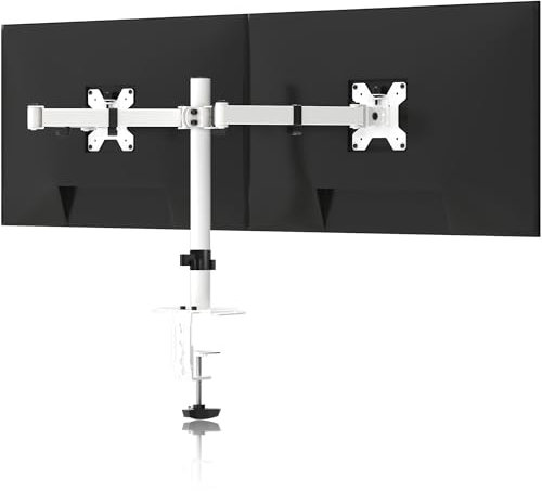 Pholiten Dual Monitor Stand for Most 13”-42” Screen up to 10kg, Monitor Arm Desk Mount for 2 Monitors, Max VESA 100x100, Dual Screen Desk Mount MD97442LW