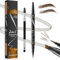 Augenbrauenstift, Microblading Augenbrauenstift, 2-in-1 Dual-Ended Eyebrow Pencil mit 4-Zinken-Micro-Gabelspitzen-Applikator & präziser Pinselspitze erzeugt natürliche Augenbrauen, Hellbraun