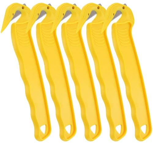 Hocklliy 5pcs Box Cutter,Box Opener,Safe Cutting Experience,Ergonomic Handle,More Convenient to Use (Yellow)