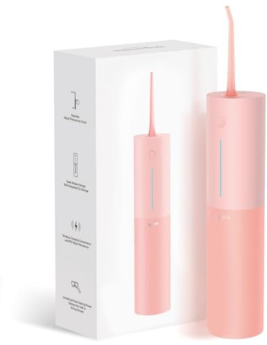 Bigsmile Soie dentaire à l'eau, douche dentaire professionnelle avec presse réglable en continu, purificateur de dents d'eau portable, efficace pour garder la bouche propre et saine (rose)