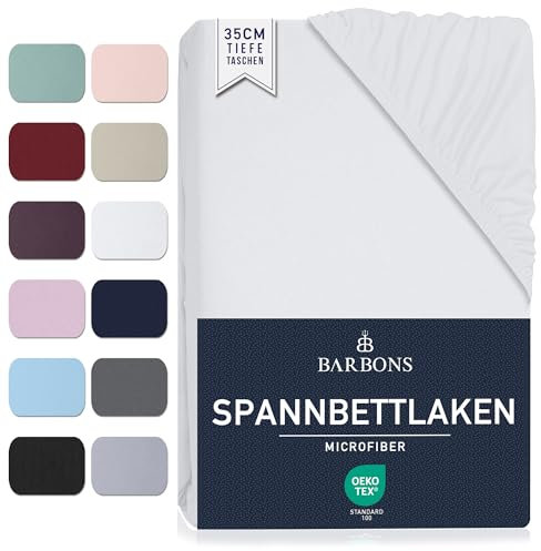 Spannbettlaken 90x200cm - 35 cm Tiefe Tasche Spannbetttuch Oeko-TEX Zertifiziert Gebürstete Polyester Mikrofaser Bettlaken Bettbezug für Boxspringbett Dicke Matratzen (90 x 200 cm - Weiss)