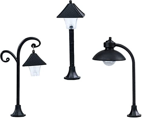 Happyyami 3piezas Street Lamp Model Light Accesorio Decorativo para y Paisajismo Lámpara De para Miniaturas De Macetas