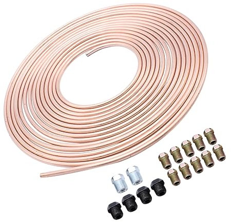 GRIRIW 1set Nickel Copper Brake Line Tube Od Coil Car Brake Tubing Coil Flexible Pipe Tubing for Fuel Hydraulic Transmission System