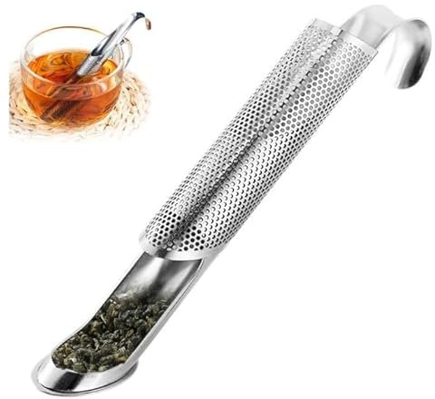 Difusor de té de acero inoxidable, nuevo artefacto de té 2025, tubo creativo con mango de gancho para colgar, orificios finos, infusor de té de tubo creativo, para té suelto y café en hojas(1PCS)