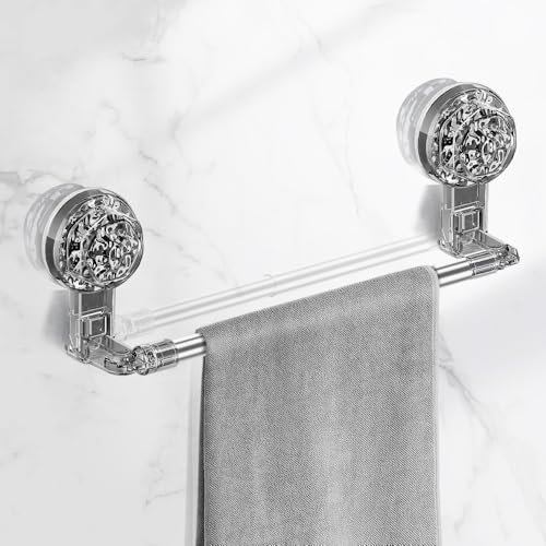 Toallero de 30 cm, soporte para toallas de baño montado en la pared con barra de toalla colgante de acero inoxidable, toallero con ventosa, sin taladrar, soporte para toallas al vacío para cocina y