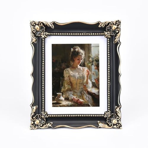 8x10 Vintage photo frame black Antique picture frames with Mat for 6x8 Ornate picture frames Baroque Tabletop Wall Hanging Home Decor Photo frame