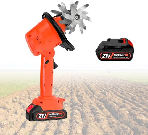 Cordless Electric Garden Tiller, Hand-Held Micro Tiller Weeding Machine, 10cm Working Depth Width, Mini Tiller Cultivator, Soil Tiller Rotavator for Farm,Electrictiller-1battery