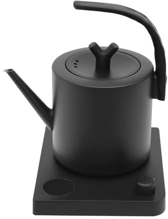 Wasserkocher mit Temperatureinstellung,1L Schwanenhalskessel, 304 Edelstahl,40-100°C,Speicherfunktion,Trockenlaufschutz,1000w Elektrischer Wasserkessel für Spezialitätenkaffee und Tee (Schwarz)