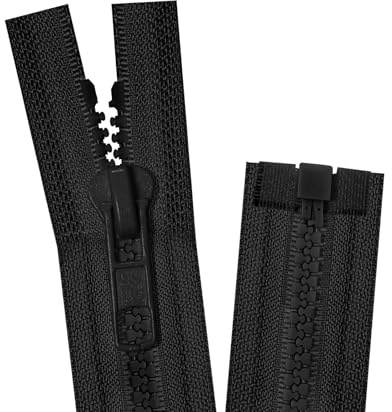 Fermeture Éclair Séparable 60cm,5mm – 1 pièce pour Manteau ou Blouson,sans Finitions,à Personnaliser(Noir)