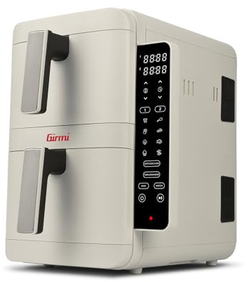 Girmi FG41 Ecofrit Dual, 2400 W, non-stick behållare och brickor, 9 program, digital display, receptbok ingår, vit