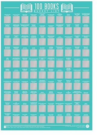 Gift Republic GR630003 100 Books Scratch Off Bucket List Poster, Blue, 42 x 59.4 x 0.02 cm, Living Room