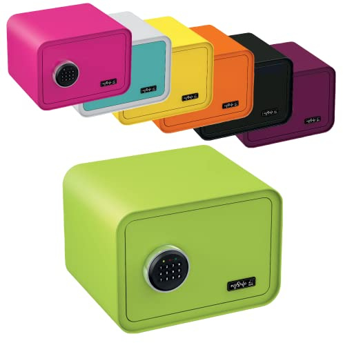 mySafe 350 Code | Elektronischer Tresor mit Zahlenschloss | 35x35x28cm | Design Safe | Möbeltresor | Stahltresor Doppelbolzenverriegelung | Alarm und Notschlüssel | Wand- Bodentresor | Farbe Grün