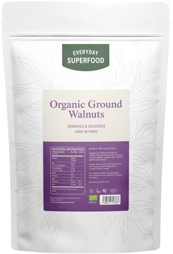 Everyday Superfood Organic Ground Walnuts 400g, Raw Grated Walnuts Ideal for Baking, Vegan and Kosher