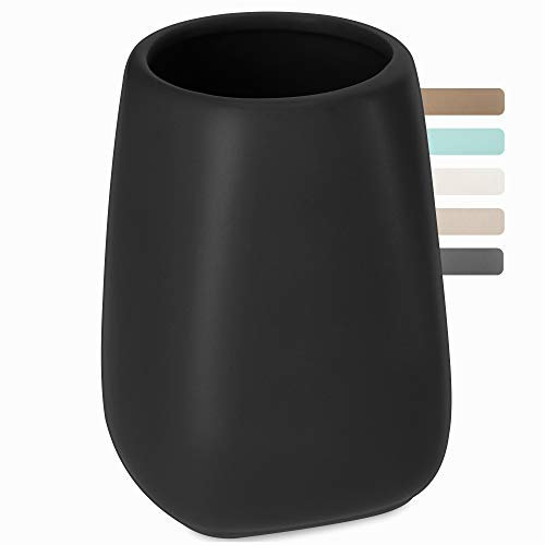 Mug de Salle de Bain KADAX, Tasse à Brosse à Dents en céramique, Tasse de Salle de Bain, Porte Brosse à Dents, Tasse à Eau, Finition Mate (Noir 2)