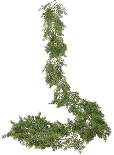 DearHouse 6.01Ft Christmas Garland Pine Cypress Artificial Greenery Garland,Artificail Pine Christmas Garland for Holiday Season Mantel Fireplace Table Runner Centerpiece Décor