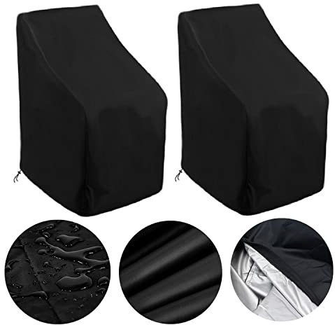 rngcpto Housse de Chaise de Jardin 2 Pcs, Housse de Protection pour Meuble en Tissu Oxford Imperméable avec Corde et Boucle Housse Étanche de Mobilier d'Extérieur Empilable, (2pcs 65x65x120cm)