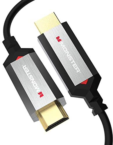 Monster Essentials Câble HDMI directionnel ultra haut débit 2.1, certifié Premium 48 Gbit/s, fibre optique AOC, prend en charge 8K @ 60 Hz, 4K @ 120 Hz, 10 m