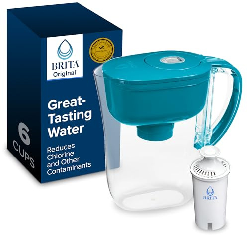 Brita Metro Water Filter Pitcher with SmartLight Change Indicator, BPA-Free, Replaces 1,800 Plastic Water Bottles a Year, Lasts Two Months, Includes 1 Filter, Small - 6-Cup Capacity, Turquoise