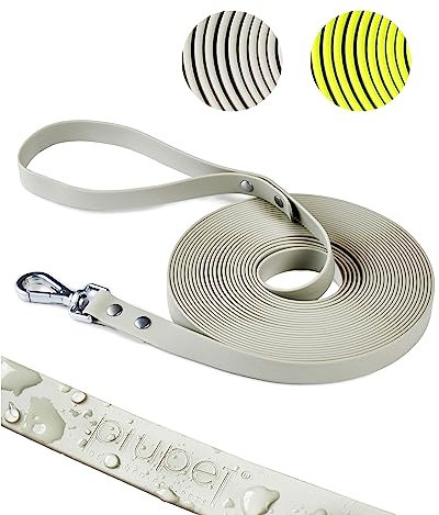 PiuPet® Schleppleine für Hunde 5m I 10m I 20m I Wasserabweisend I Hundeleine I Leine Hund I Hunde Schleppleine I Hundezubehör | Grau