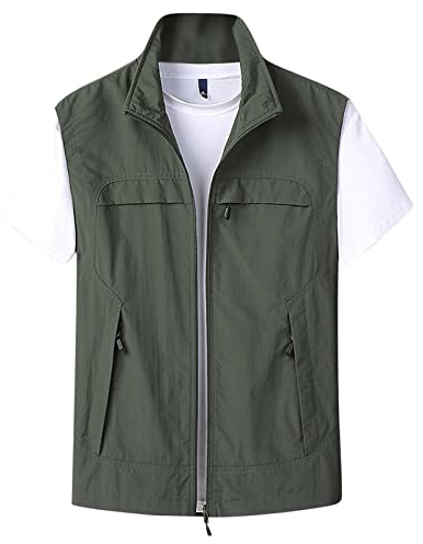 WOXIHUAN Gilet Sportivo Uomo Gilet Pesca Viaggio Tasche Gilet Sport Giubbino da Lavoro Cronista Caccia Fotografi All'Aperto Gilet Safari Giacche Senza Maniche