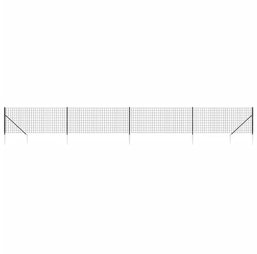 vidaXL Stängsel med markspett Anthracite 0,8x10 m, utomhusstängsel, nätstängsel med markspett, pvc-belagt stängsel, nätstängsel