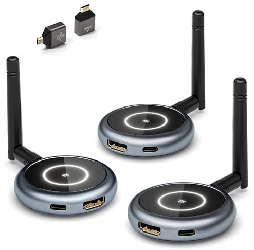 HDMI Wireless, AIMIBO Wireless HDMI Transmitter and 2 Receiver 4K Decoding 5,8G - Übertragen Sie kabellos HD Video über Funkübertragung bis zu 50 M von Laptop, PC, TV Box, Kamera auf TV und Beamer