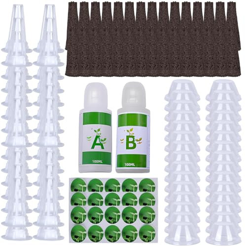 MEYAGOT Éponges De Culture,95 Pièces Bouchons De Démarrage De Graines,Kit De Gousses De Graines,Eponges Culture Hydroponique pour Système De Hydroponique Jardin,Hydroponique
