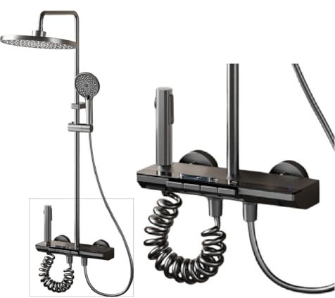 INEX EUROPA Rundkopf Brausegarnitur mit 4 Betriebsarten, Handbrause, konzentriertem Strahl und Wannenarmatur, modernes Edelstahl-Design - 10 Jahre Garantie