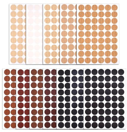 648 Pz Adesivi Coprivite, 12 Colori Adesivi Legno Colori Legno Adesivi Mobili Adesivi Coprivite in PVC Autoadesivo Tappi Coprivite Rotondi per Mobili Mobile Porta