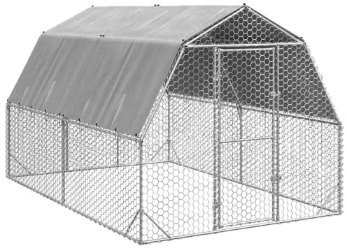 vidaXL Hönsgård med tak 2,5x4x2,25 m galvaniserat stål
