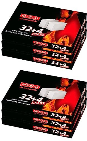 Tradineur - Pack de 12 Paquetes de 48 Pastillas enciendefuegos, Encendido de barbacoas, hogueras, chimeneas, cocinas de leña, Estufas, Blanco