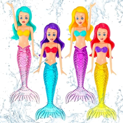 DOKRIN Anneaux et jouets de plongée,4 jouets de chasse au trésor d'entraînement pour piscine pour enfants