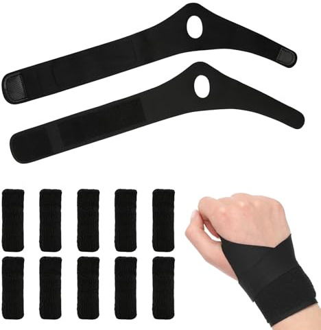 12 st virkade handskar för smärtlindring, 2 handledsstöd och 10 fingerhylsskydd, virkade krokgrepp för att minska fingerfriktion och obehag i handleden, bekväma tillbehör för stickning