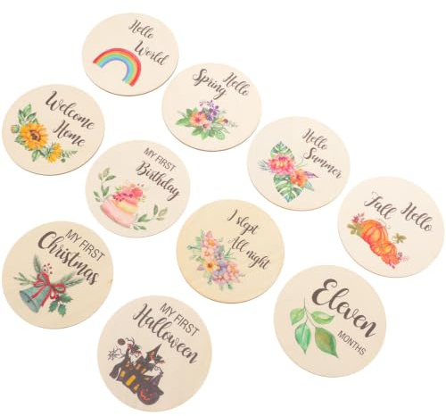 SHINEOFI Age Milestone Cards Monthly Signs Wooden Photo Props to Document and Track Growth and Mother