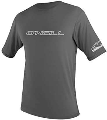 O'Neill Wetsuits Men's Men's Basic Skins Short Sleeve Sun Shirt Rash Vest, Graphite, L UK