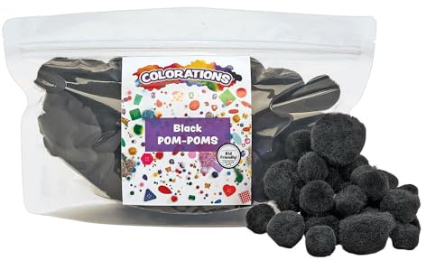 Colourations Pom Poms Zwart, Pack of 100