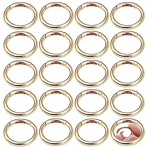 Runde Karabiner 33mm - 30 Stück Karabinerhaken Gold Zinklegierung Snap Ring Sprung Ringe für Bastelarbeiten und Taschenzubehör