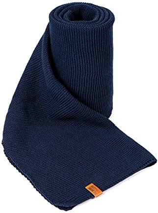 HEYO Damen Schal Winter Strickschal | H19603 | Weich Warm Gestrickt mit Leder Patch | Made IN EU (Dunkelblau)